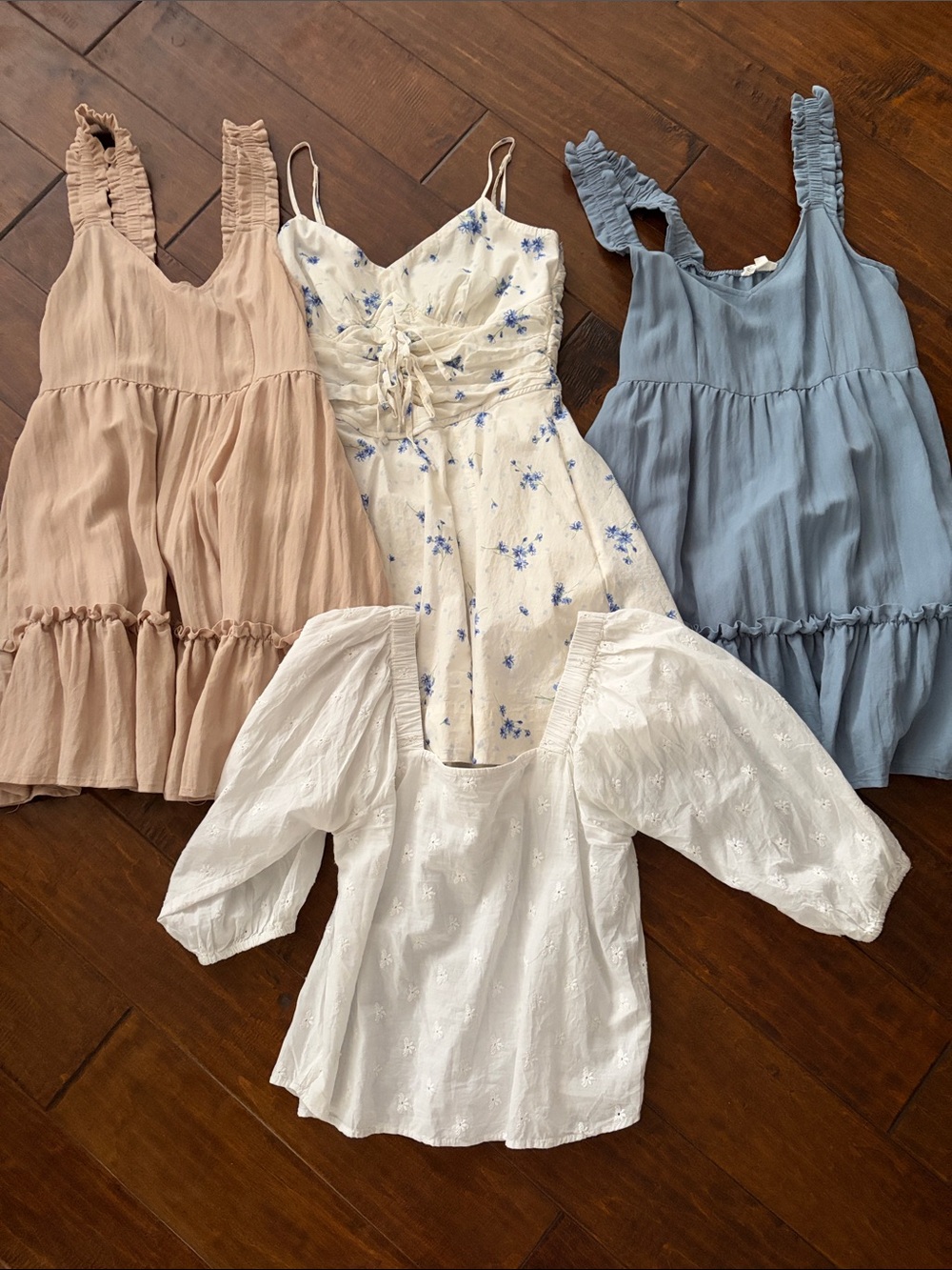 Tiered Mini Dress in Dusty Blue - Women's Summer Dress